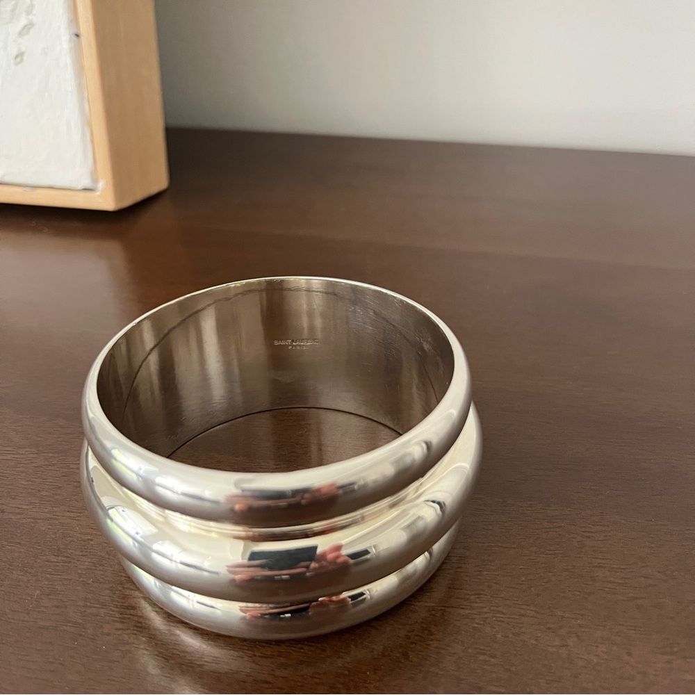 Silver Articulated Bangle Bracelet YSL runway sterling silver 2024
